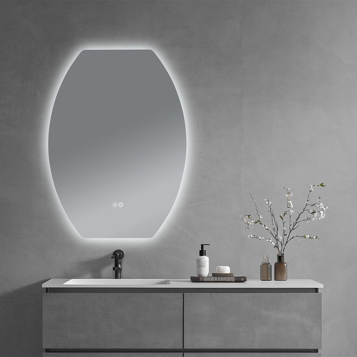Oglinda Led, Dezaburire si Buton Touch, 5 mm, 3 Culori, Intensitate reglabila, dimensiuni de 60x80 si 70x100 cm, Luna