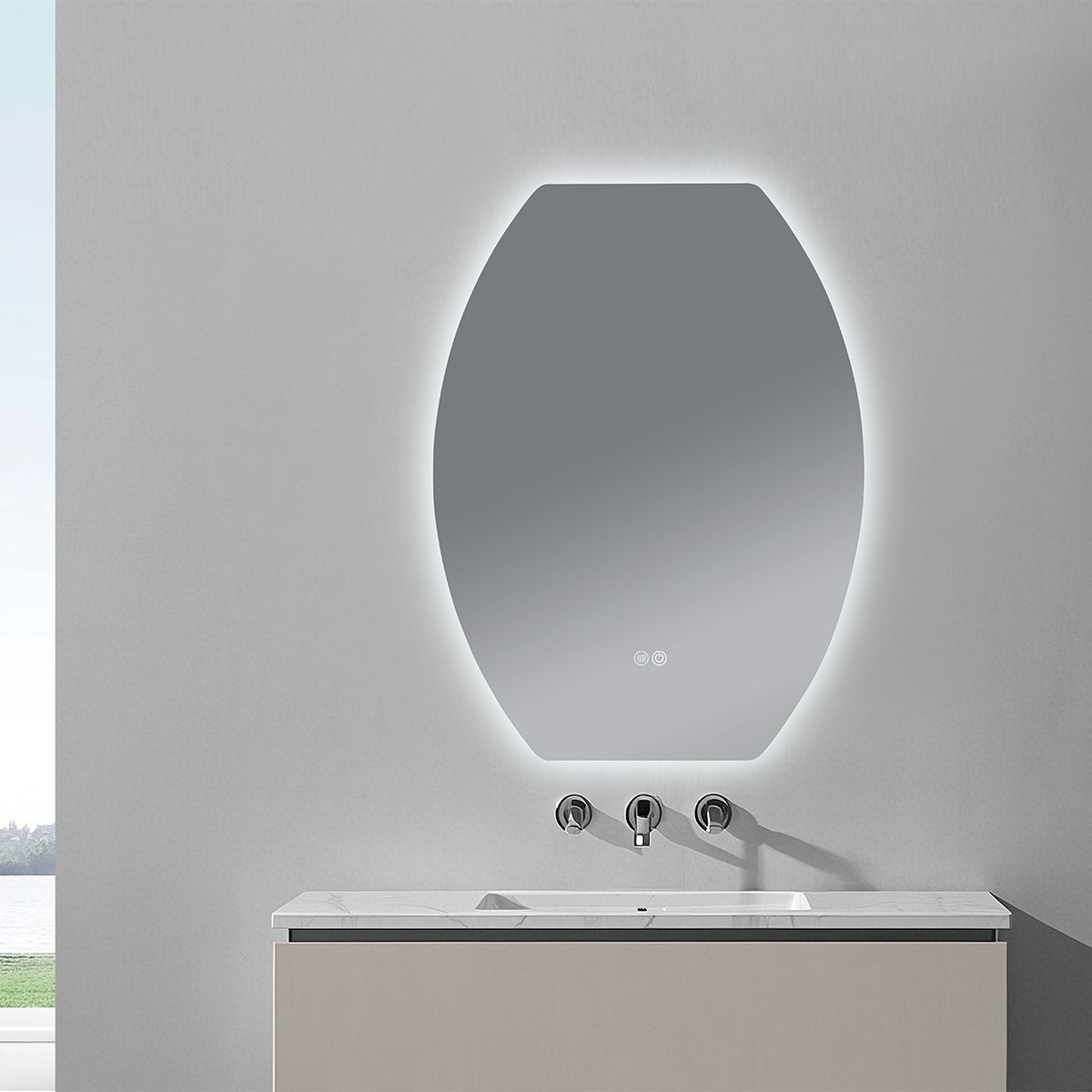 Oglinda Led, Dezaburire si Buton Touch, 5 mm, 3 Culori, Intensitate reglabila, dimensiuni de 60x80 si 70x100 cm, Luna