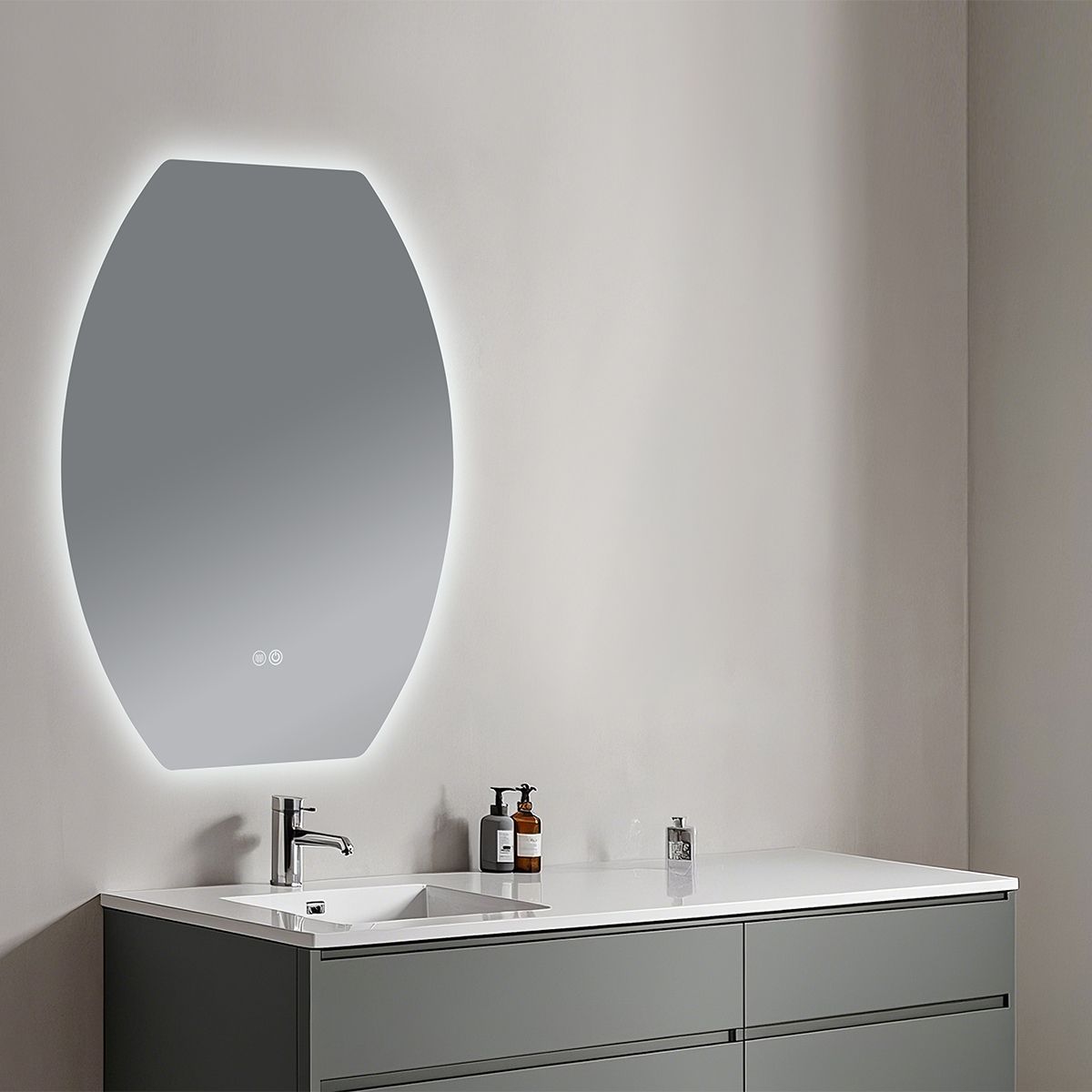 Oglinda Led, Dezaburire si Buton Touch, 5 mm, 3 Culori, Intensitate reglabila, dimensiuni de 60x80 si 70x100 cm, Luna