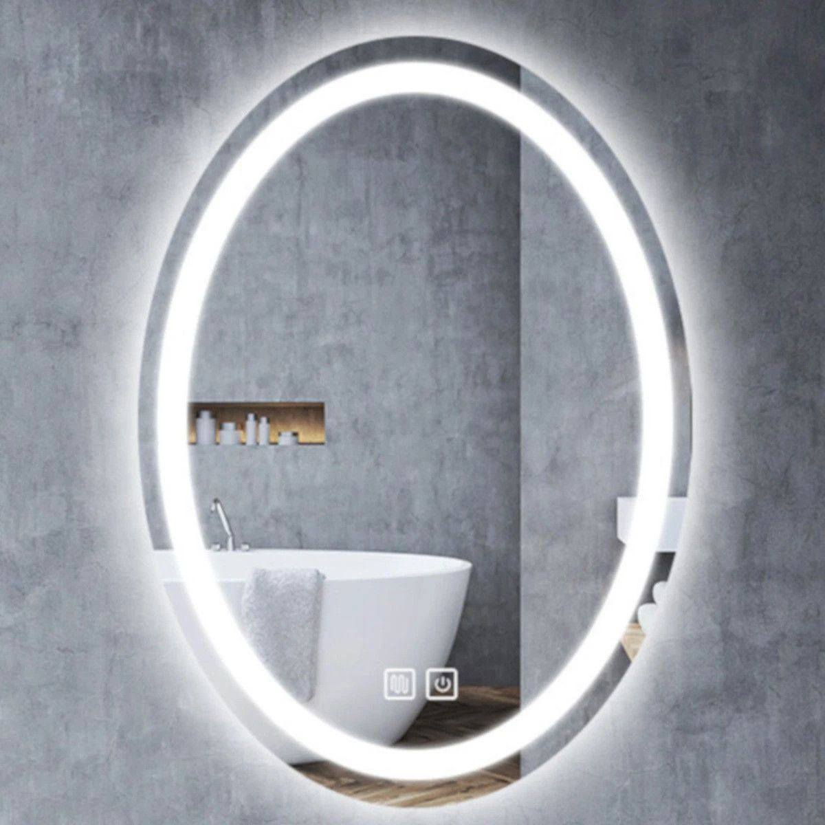 Oglinda Led, Dezaburire si Buton Touch, Resigilat, 5 mm, 3 Culori, Intensitate reglabila, dimensiuni 70x90 cm, Fiesta