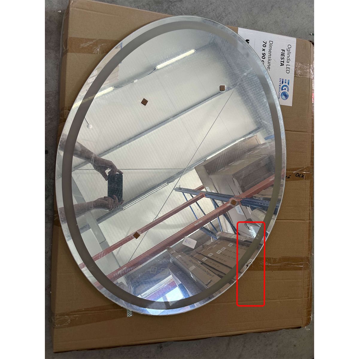 Oglinda Led, Dezaburire si Buton Touch, Resigilat, 5 mm, 3 Culori, Intensitate reglabila, dimensiuni 70x90 cm, Fiesta