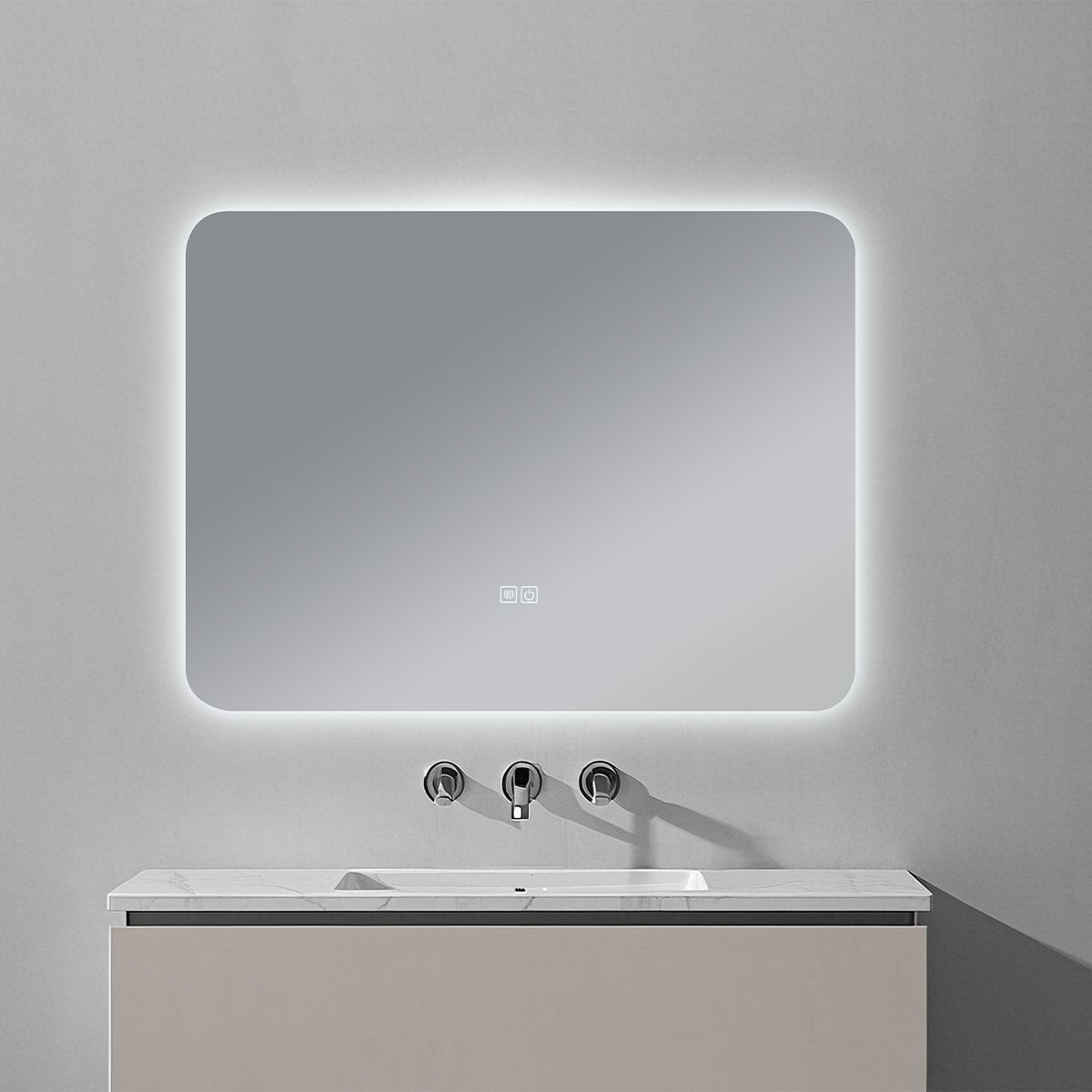 Oglinda pentru baie cu LED, dezaburire si intrerupator touch, 5 mm, dimensiuni: 60-70x80-140 cm, 3 culori reglabile, Louie