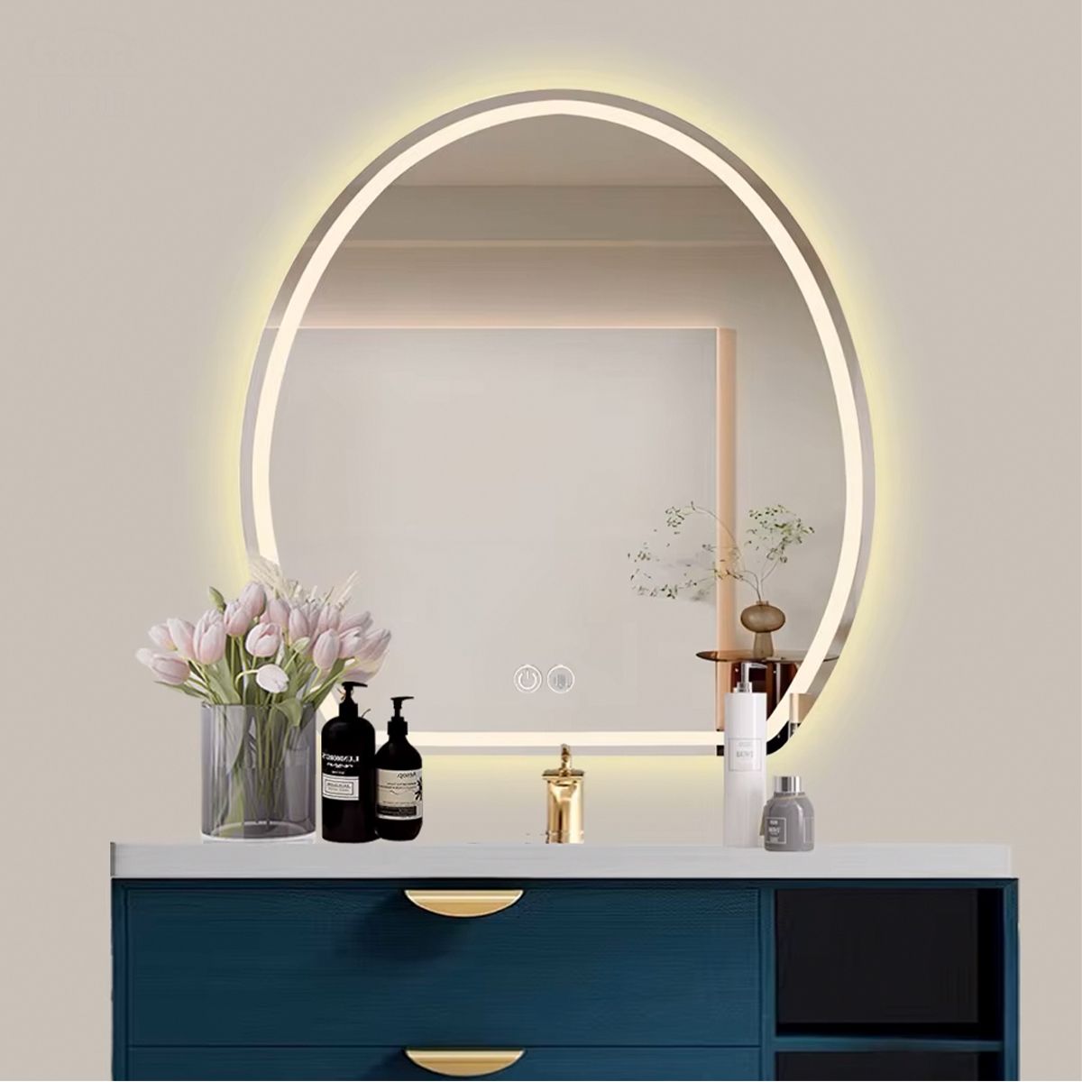 Oglinda smart Led, 5 mm, dezaburire, buton touch, 3 Culori, dimensiune 70x80 cm, Zenit