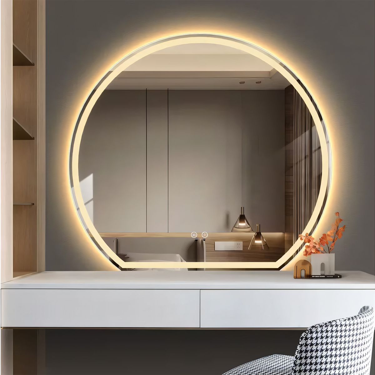 Oglinda smart Led, 5 mm, dezaburire, buton touch, 3 Culori, dimensiune 70x80 cm, Zenit