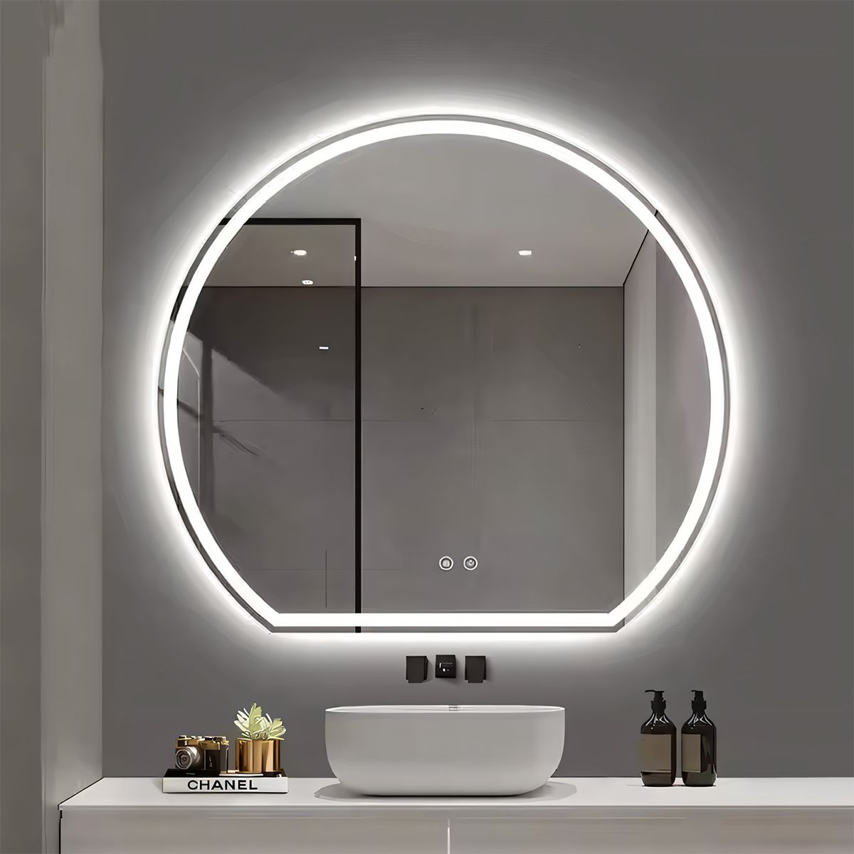 Oglinda smart Led, 5 mm, dezaburire, buton touch, 3 Culori, dimensiune 70x80 cm, Zenit
