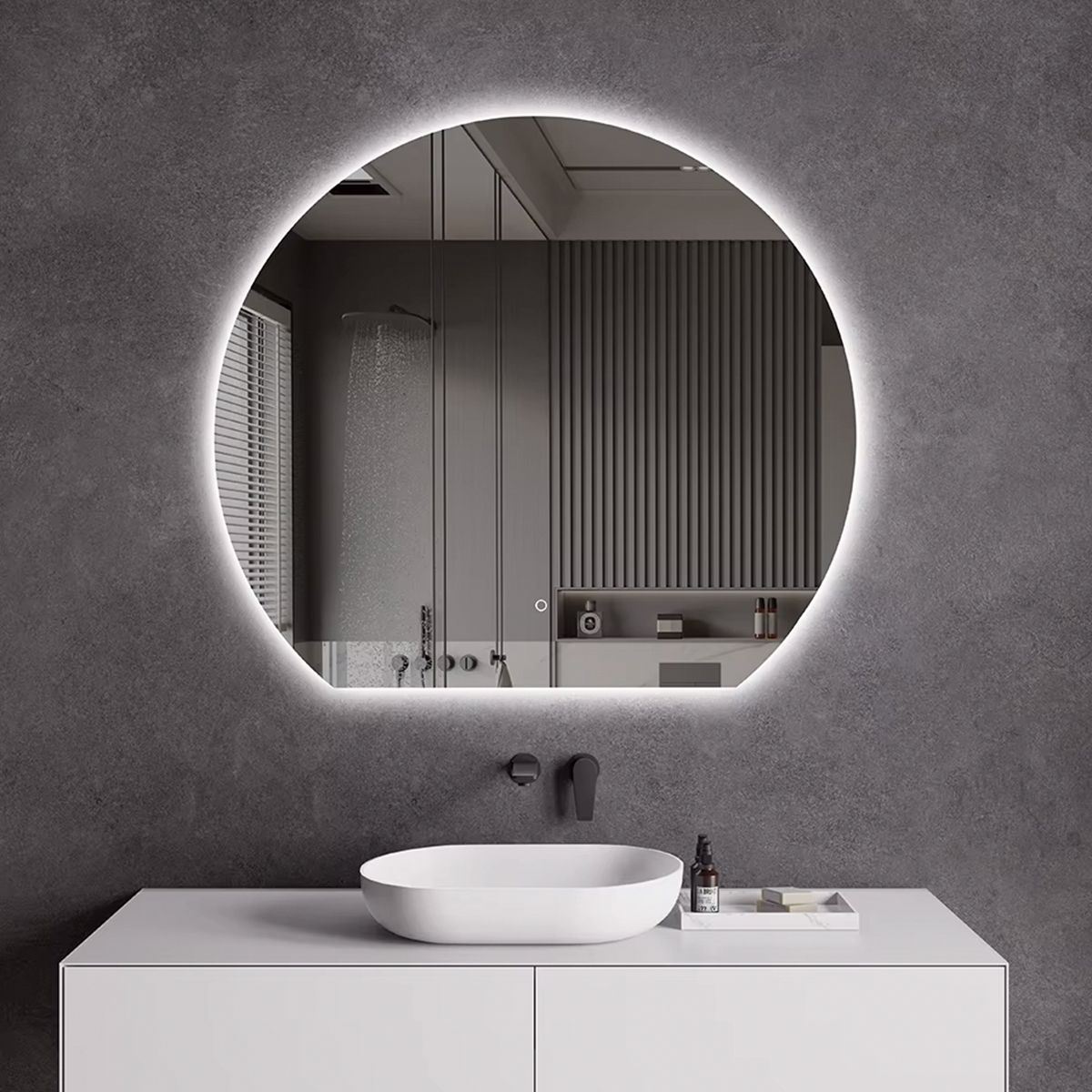 Oglinda smart Led, 5 mm, dezaburire, buton touch, 3 Culori, dimensiuni: 80,90,100 cm, Orbis