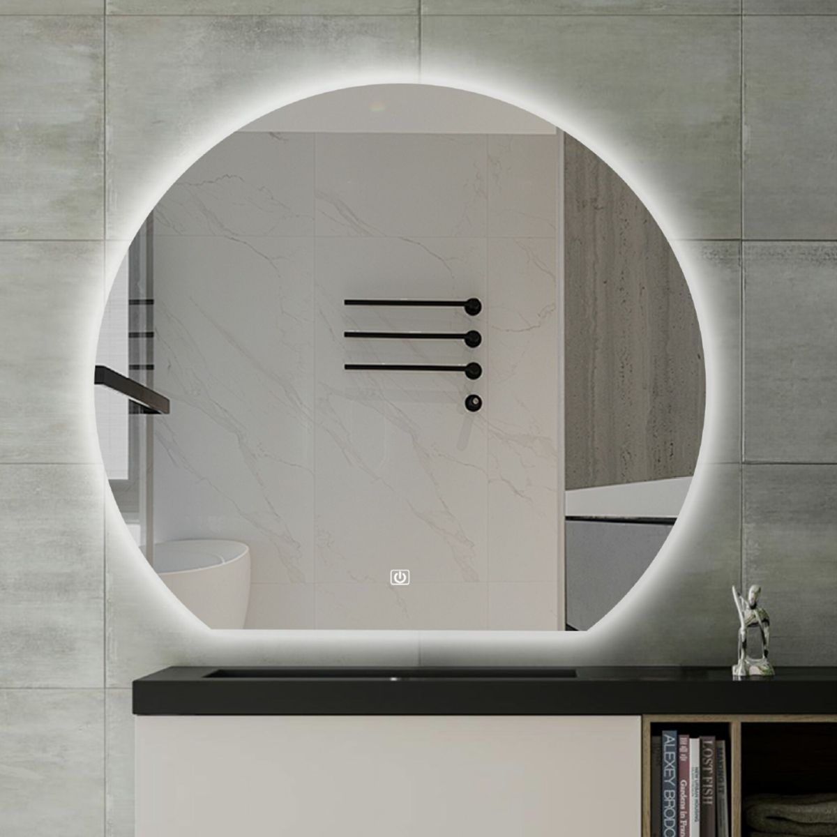 Oglinda smart Led, 5 mm, dezaburire, buton touch, 3 Culori, dimensiuni: 80,90,100 cm, Orbis