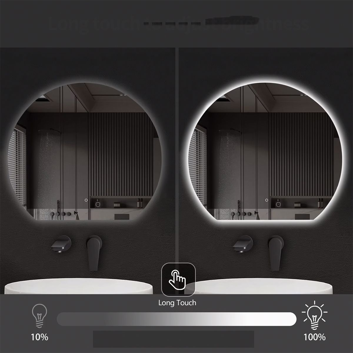 Oglinda smart Led, 5 mm, dezaburire, buton touch, 3 Culori, dimensiuni: 80,90,100 cm, Orbis