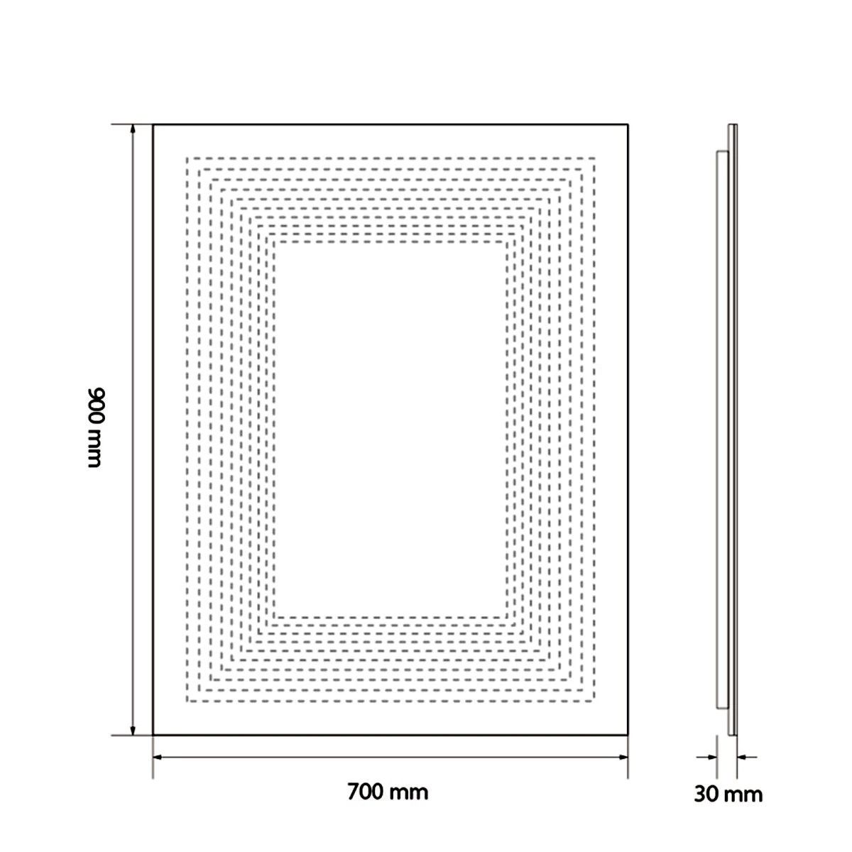 Oglinda smart, Led, dezaburire, buton touch, sticla 5 mm, 3 culori, intensitate reglabila, dimensiuni 70 x 90 cm, Zafira