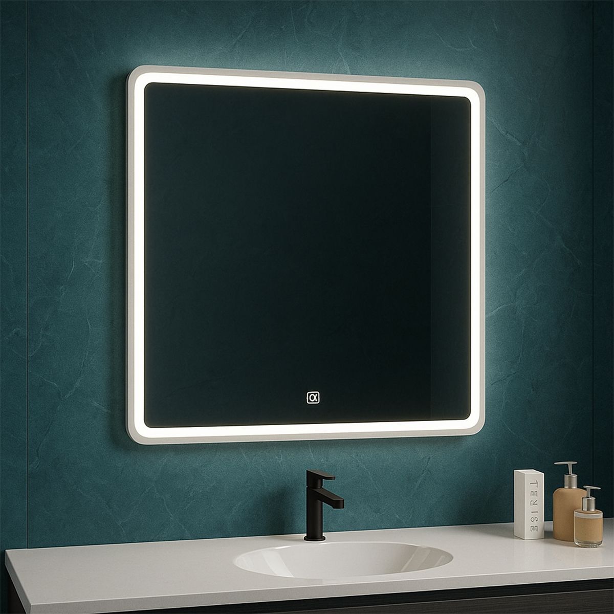 Oglinda smart Led, sticla 5 mm, dezaburire, buton touch, 3 culori, dimensiune 90x90 cm, Nivo