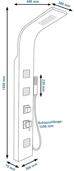Panel de dus din aluminiu, 7801, Negru Mat, Design Deosebit, Hidromasaj, Termostat