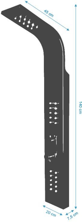 Panel dus 9304 LED din otel inoxidabil, finisaj crom, cu ploaie si hidromasaj