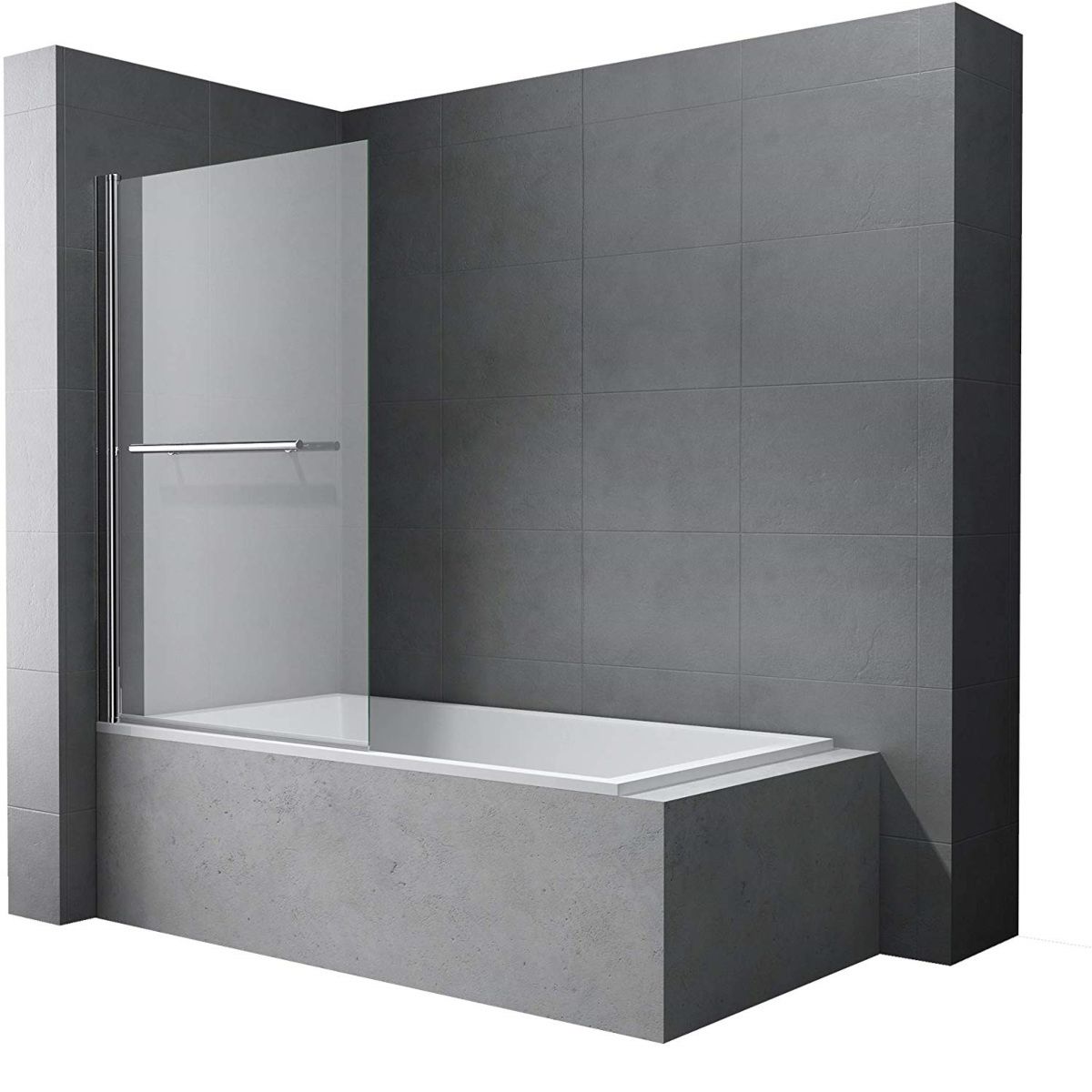Paravan cada EGO-1121, sticla securizata 6 mm, Transparent sau Sablata partial, 94x140 cm, pivotant 180°, Nano Easy Clean