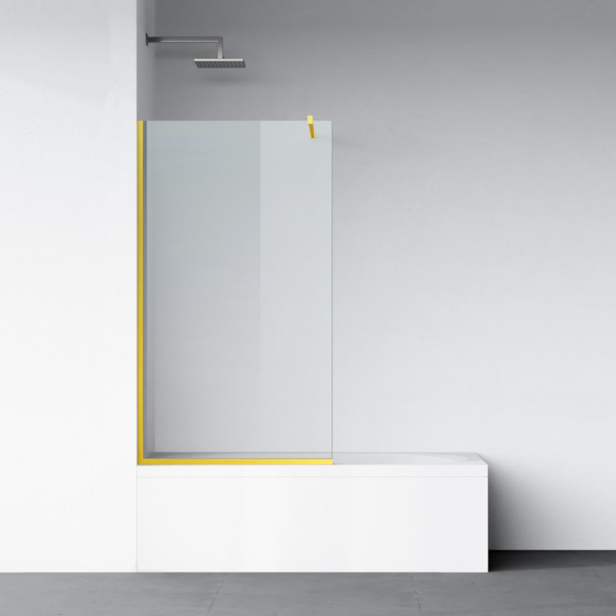 Paravan cada, fix, transparent, profile Auriu Mat, sticla securizata 8 mm, 80-90x150 cm , Nora