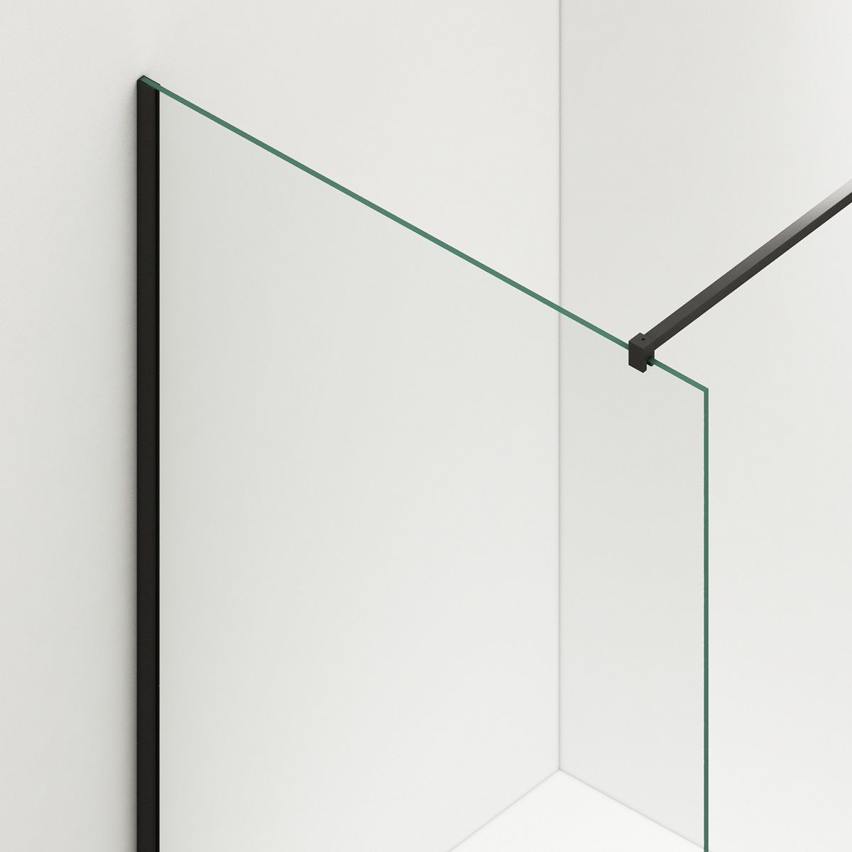 Paravan cada, fix, transparent, profile Negru Mat, sticla securizata 8 mm, 80-90x150 cm , Nora