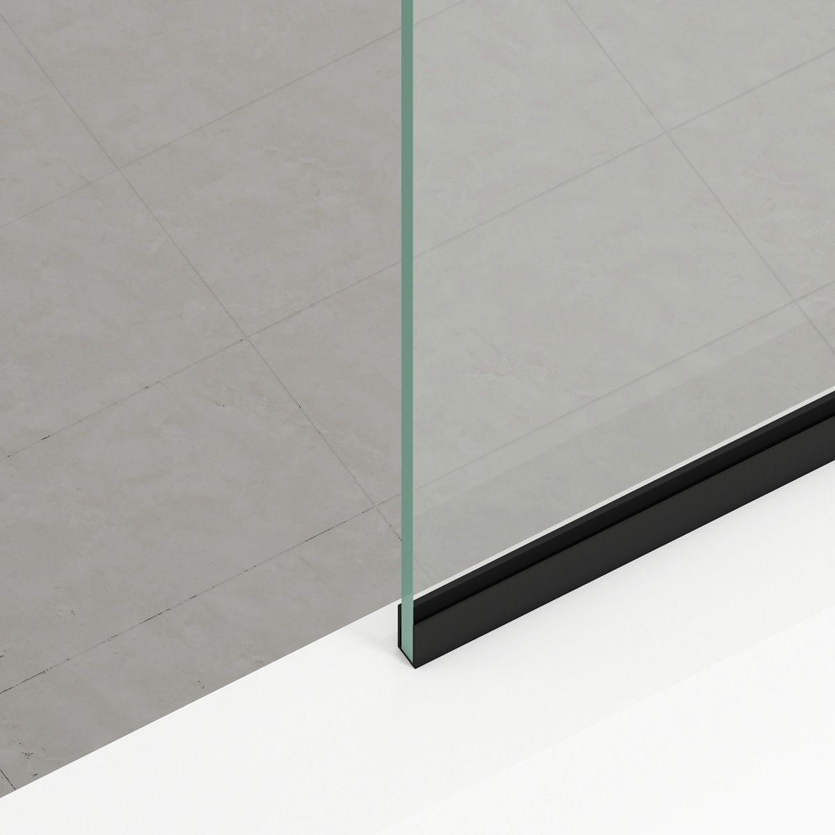 Paravan cada, fix, transparent, profile Negru Mat, sticla securizata 8 mm, 80-90x150 cm , Nora