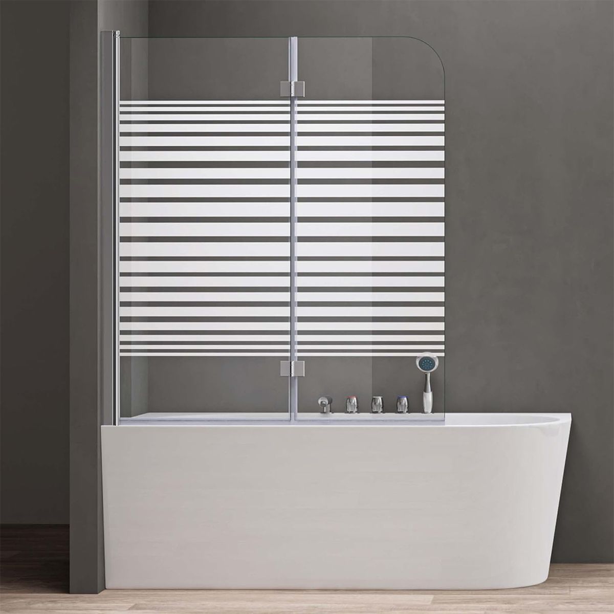 Paravan cada pliabil EGO-1408S, 120x140 cm, sticla sablata partial 6 mm, pivotant 180°, tratament Nano Easy Clean