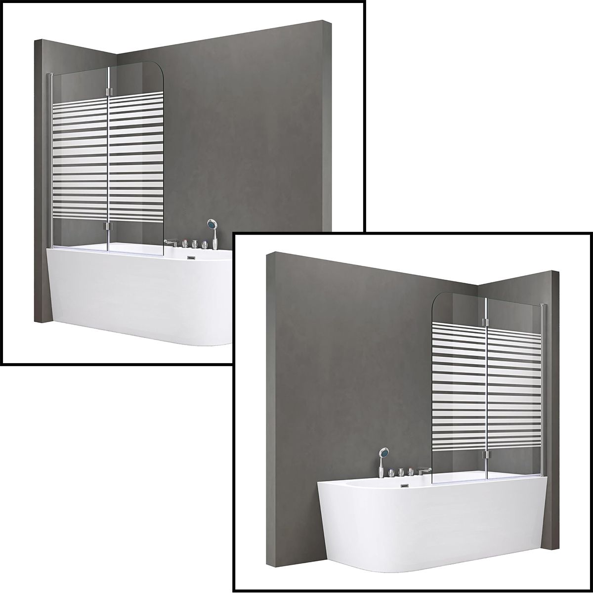 Paravan cada pliabil EGO-1408S, 120x140 cm, sticla sablata partial 6 mm, pivotant 180°, tratament Nano Easy Clean