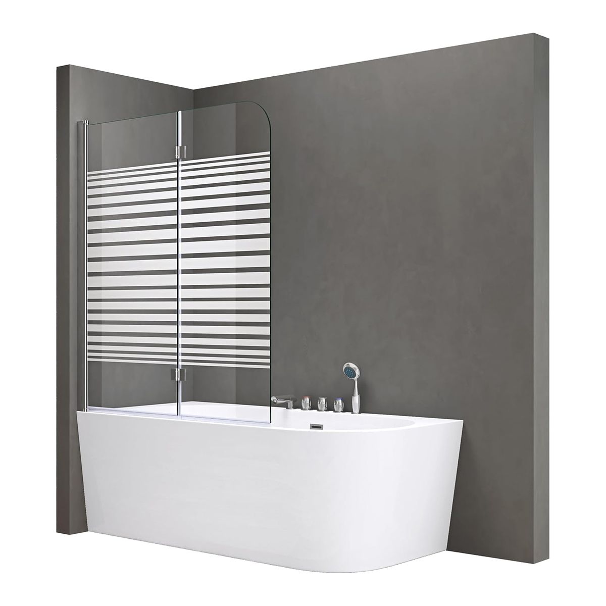 Paravan cada pliabil EGO-1408S, 120x140 cm, sticla sablata partial 6 mm, pivotant 180°, tratament Nano Easy Clean