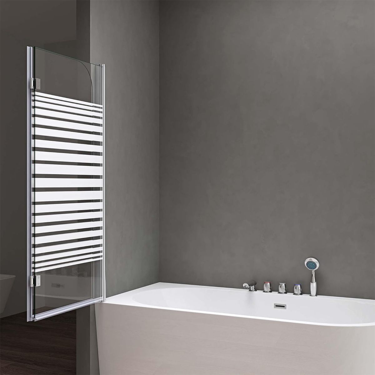 Paravan cada pliabil EGO-1408S, 120x140 cm, sticla sablata partial 6 mm, pivotant 180°, tratament Nano Easy Clean