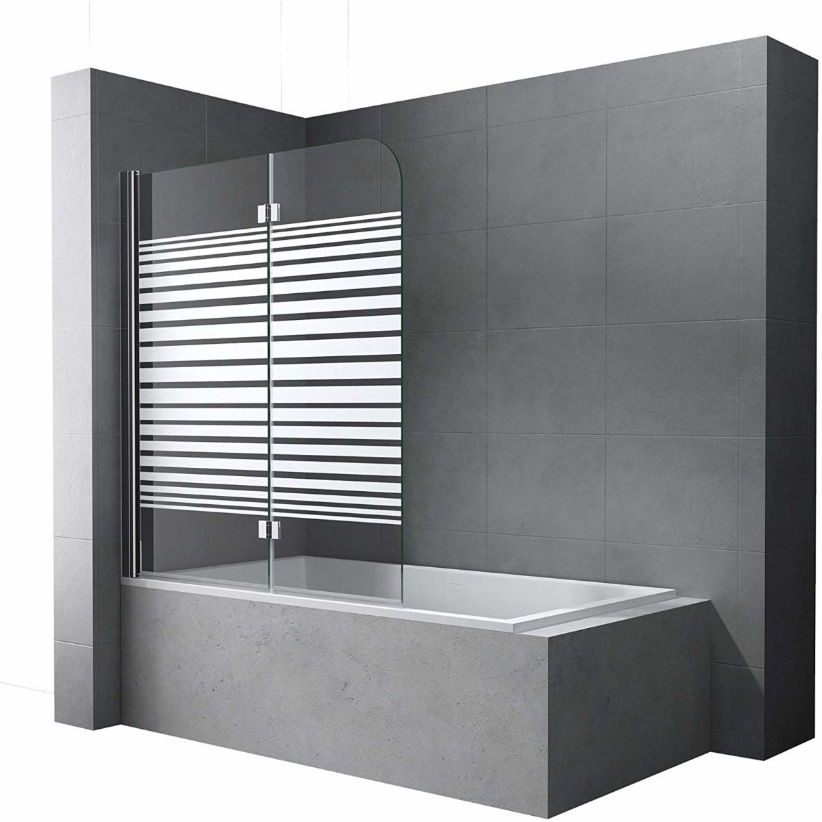 Paravan cada pliabil EGO-1408S, 120x140 cm, sticla sablata partial 6 mm, pivotant 180°, tratament Nano Easy Clean