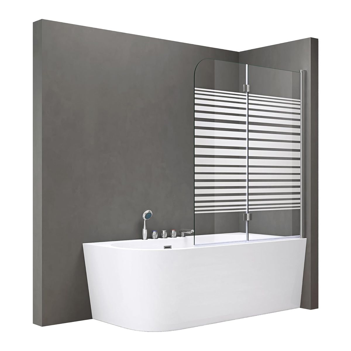 Paravan cada pliabil EGO-1408S, 120x140 cm, sticla sablata partial 6 mm, pivotant 180°, tratament Nano Easy Clean
