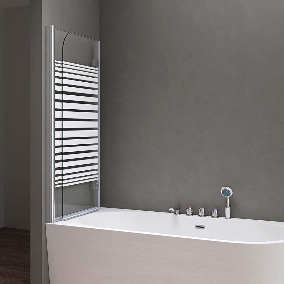 Paravan cada pliabil EGO-1408S, 120x140 cm, sticla sablata partial 6 mm, pivotant 180°, tratament Nano Easy Clean