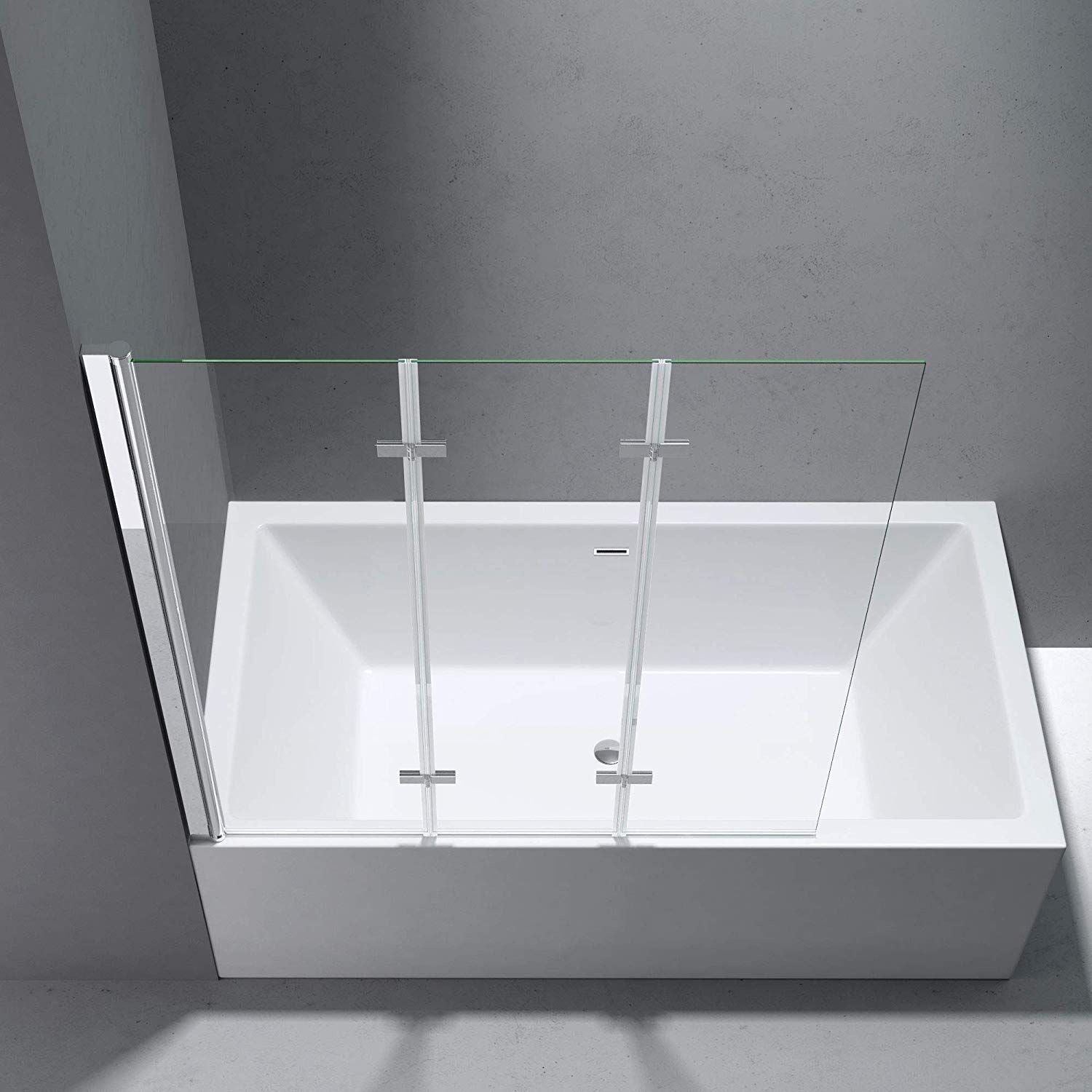 Paravan cada pliabil ,130x140 cm, sticla transparenta, 6 mm, pivotant 180°, montaj pe stanga, EGO-116