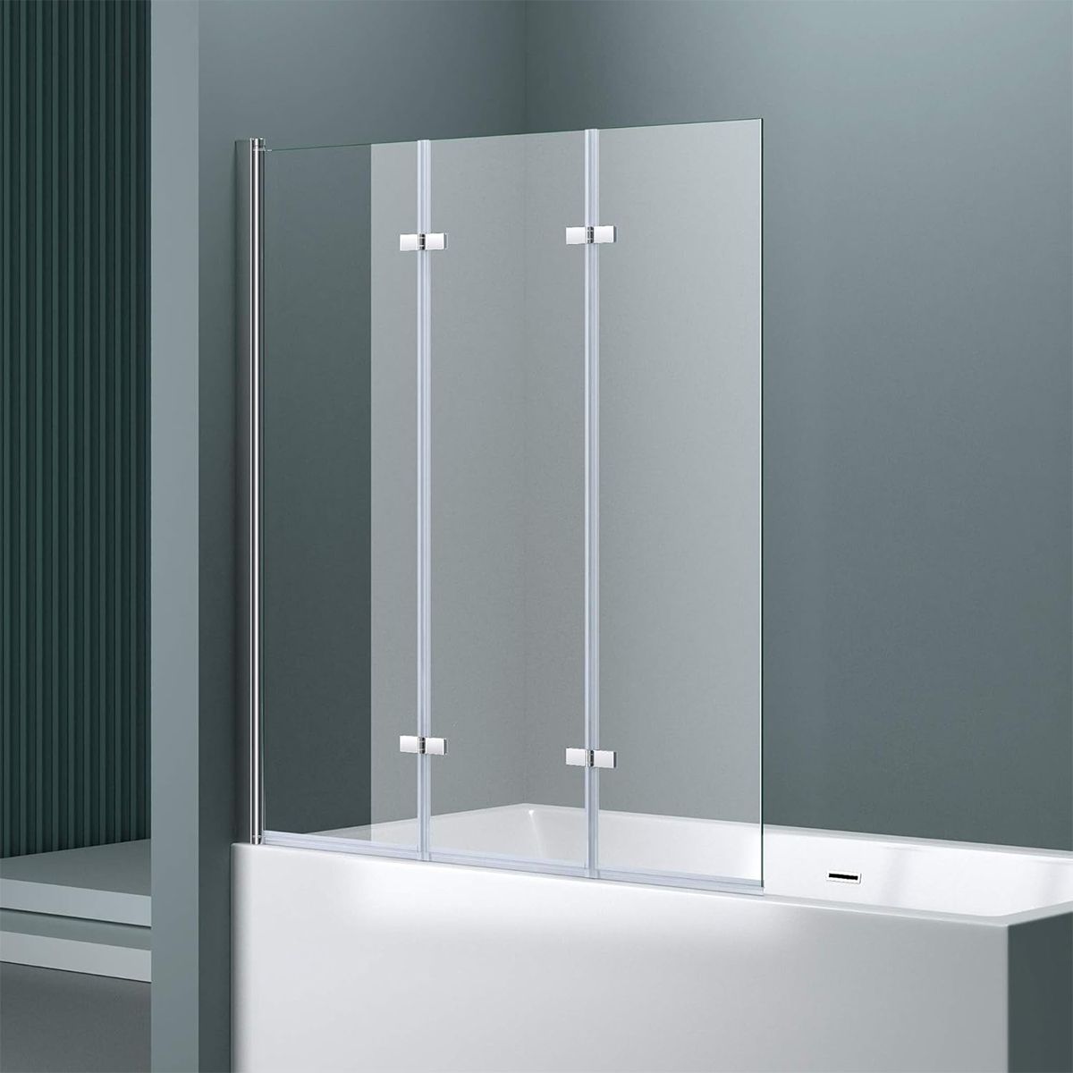 Paravan pliabil 116,130x140 cm, sticla 6 mm, pivotant 180°, montaj pe stanga, tratament Nano Easy Clean