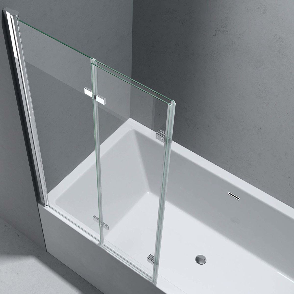 Paravan pliabil 116,130x140 cm, sticla 6 mm, pivotant 180°, montaj pe stanga, tratament Nano Easy Clean