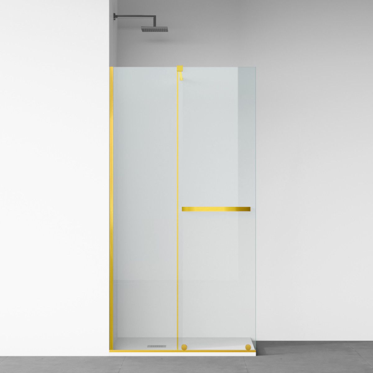 Perete dus Walk-In, sticla securizata de 6 mm, 2 elemente, glisant, dimensiuni 100-120x200 cm,  Auriu Mat, Benito