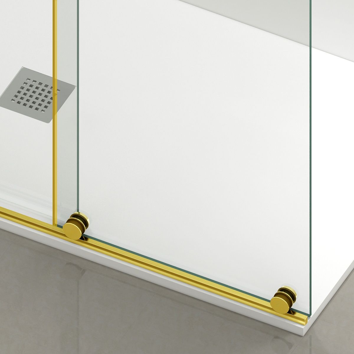 Perete dus Walk-In, sticla securizata de 6 mm, 2 elemente, glisant, dimensiuni 100-120x200 cm,  Auriu Mat, Benito