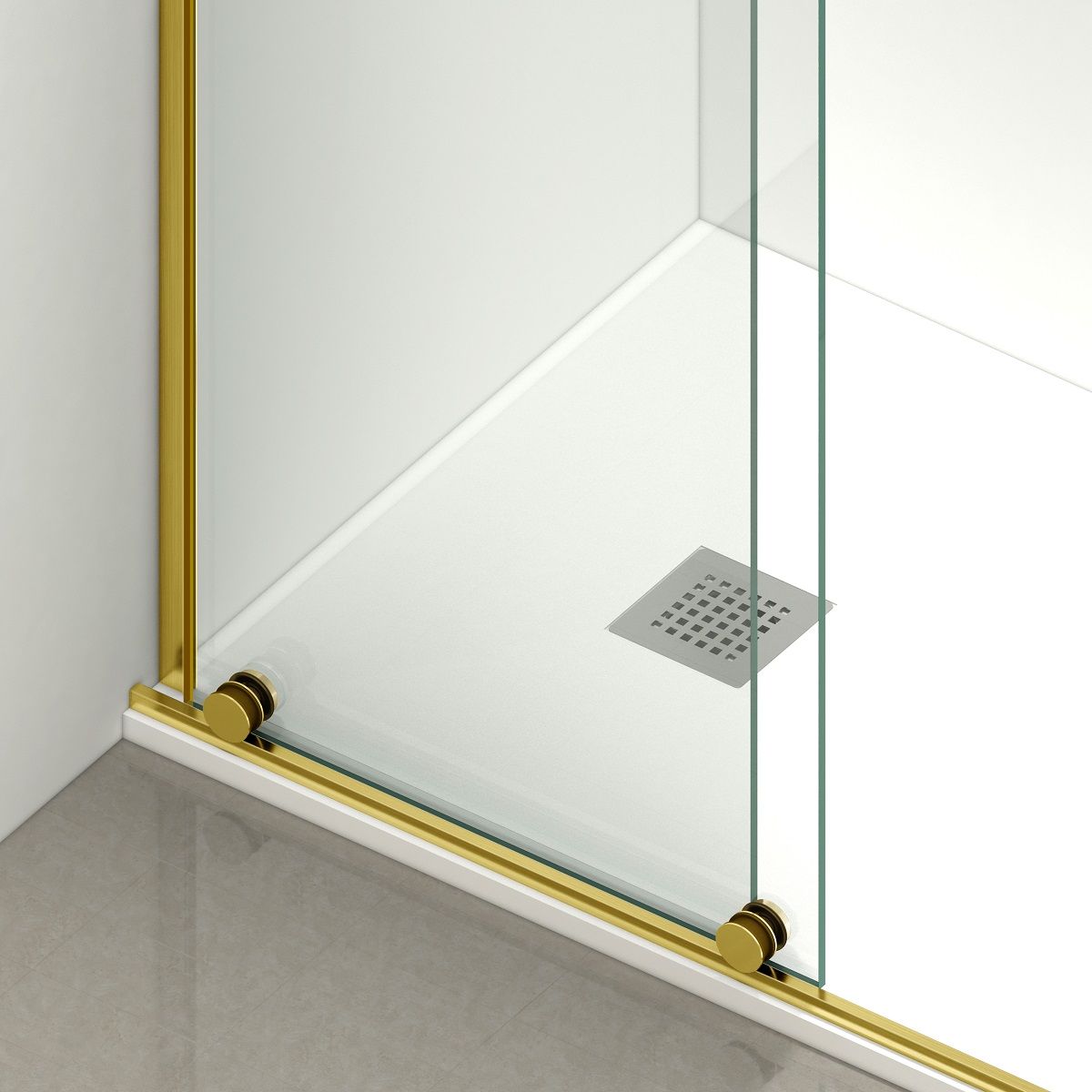 Perete dus Walk-In, sticla securizata de 6 mm, 2 elemente, glisant, dimensiuni 100-120x200 cm,  Auriu Mat, Benito
