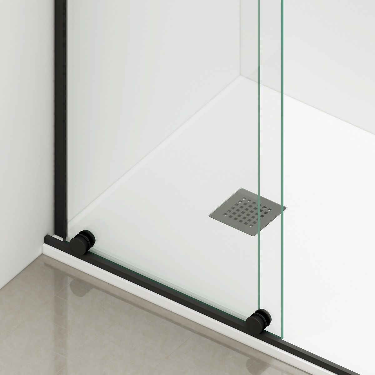 Perete dus Walk-In, sticla securizata de 6 mm, 2 elemente, glisant, dimensiuni 100-120x200 cm,  Negru Mat, Benito