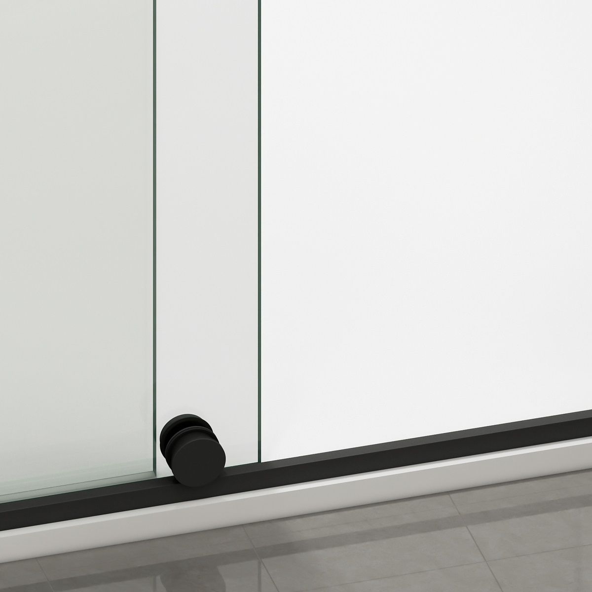 Perete dus Walk-In, sticla securizata de 6 mm, 2 elemente, glisant, dimensiuni 100-120x200 cm,  Negru Mat, Benito