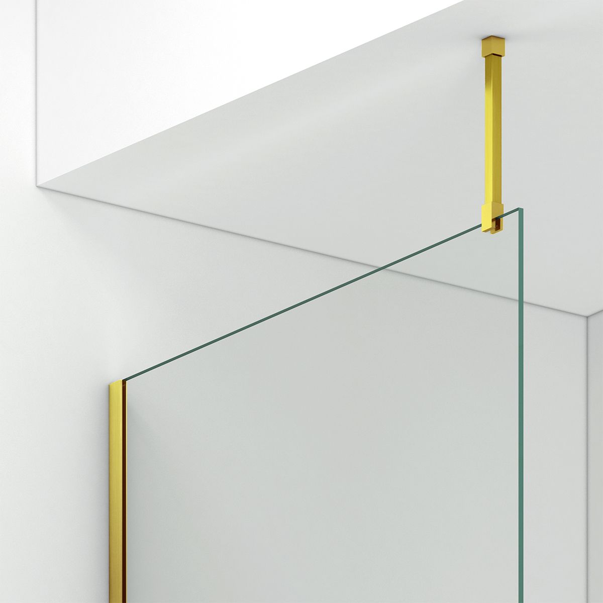 Perete dus Walk-In, sticla securizata de 8 mm, dimensiuni 100-120x200 cm, Profil si maner Auriu Mat , Armando