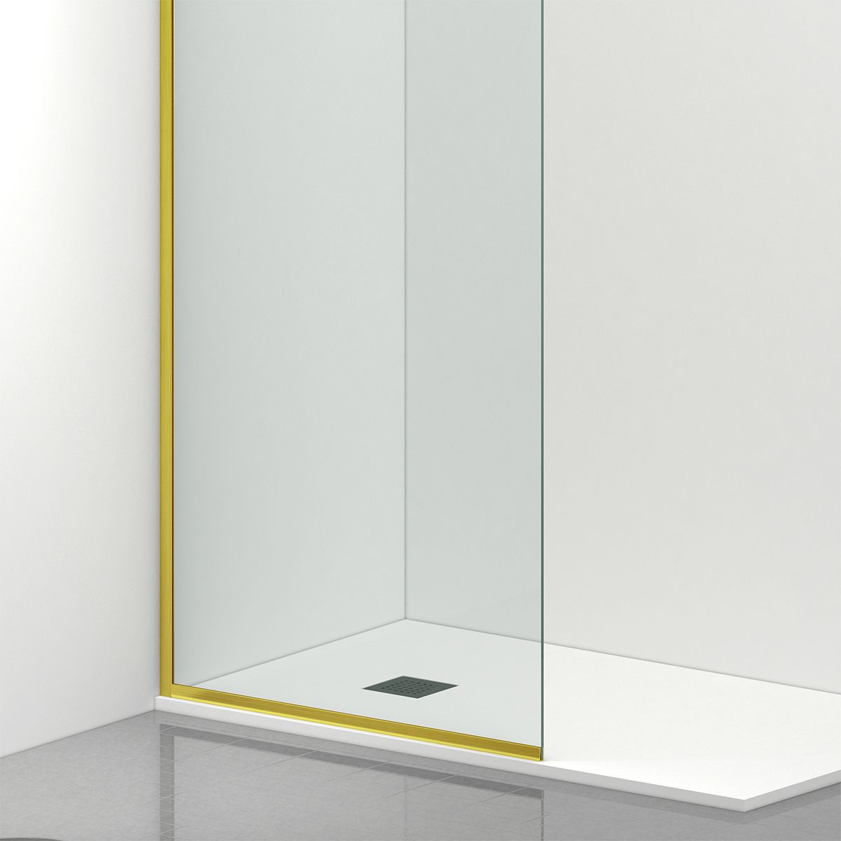 Perete dus Walk-In, sticla securizata de 8 mm, dimensiuni 100-120x200 cm, Profil si maner Auriu Mat , Armando
