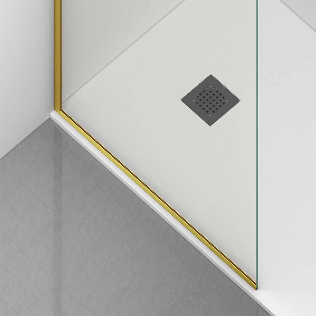 Perete dus Walk-In, sticla securizata de 8 mm, dimensiuni 100-120x200 cm, Profil si maner Auriu Mat , Armando