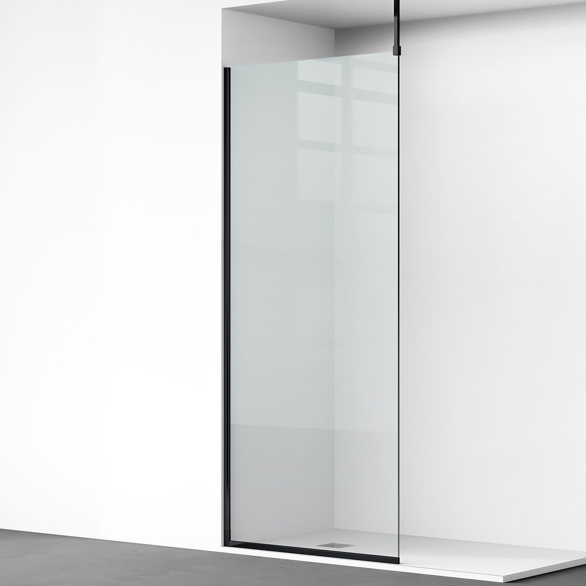 Perete dus Walk-In, sticla securizata de 8 mm, dimensiuni 100-120x200 cm, Profil si maner Negru Mat, Armando