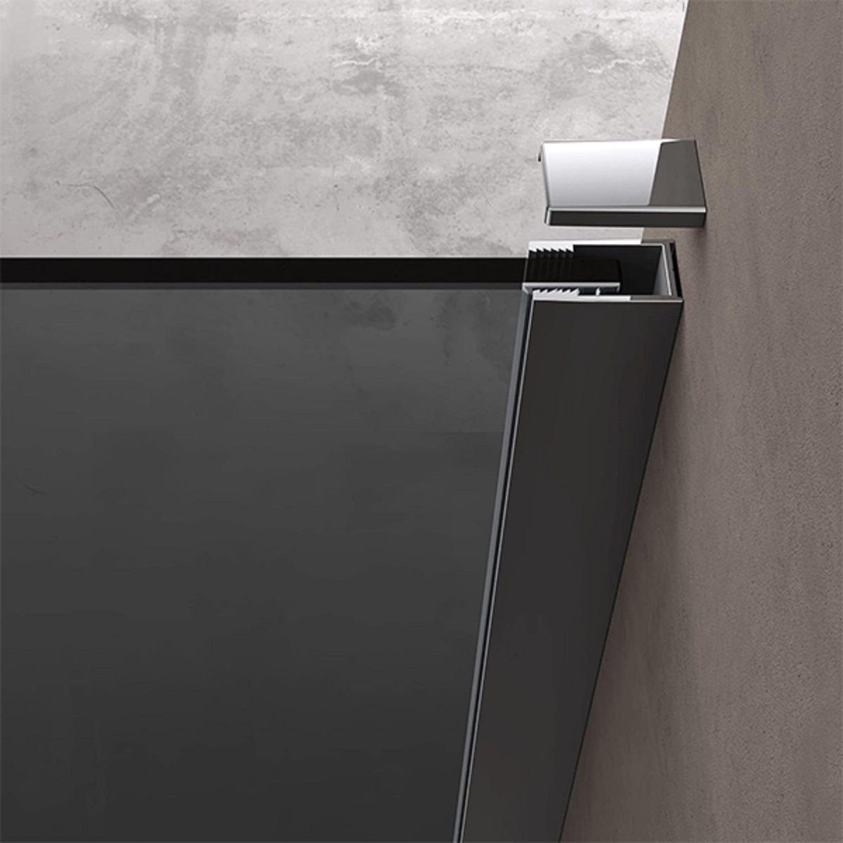 Perete dus Walk-In, sticla securizata finisaj Grafit 10 mm, dimensiuni 100, 120, 140 cm, Lotus Efect, Sicilia