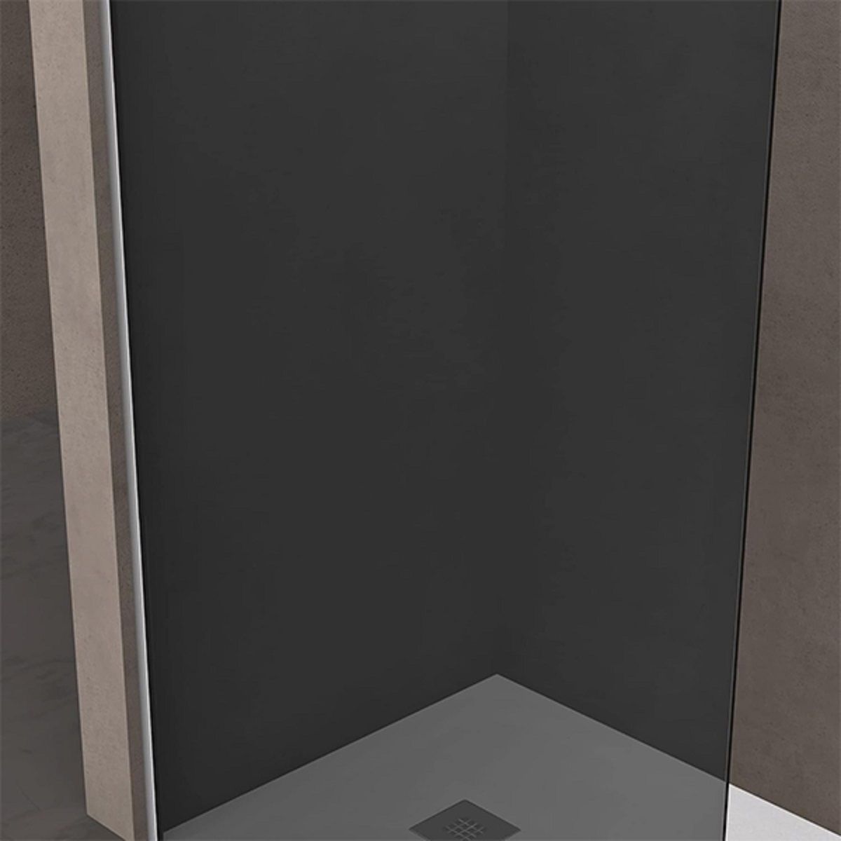 Perete dus Walk-In, sticla securizata finisaj Grafit 10 mm, dimensiuni 100, 120, 140 cm, Lotus Efect, Sicilia