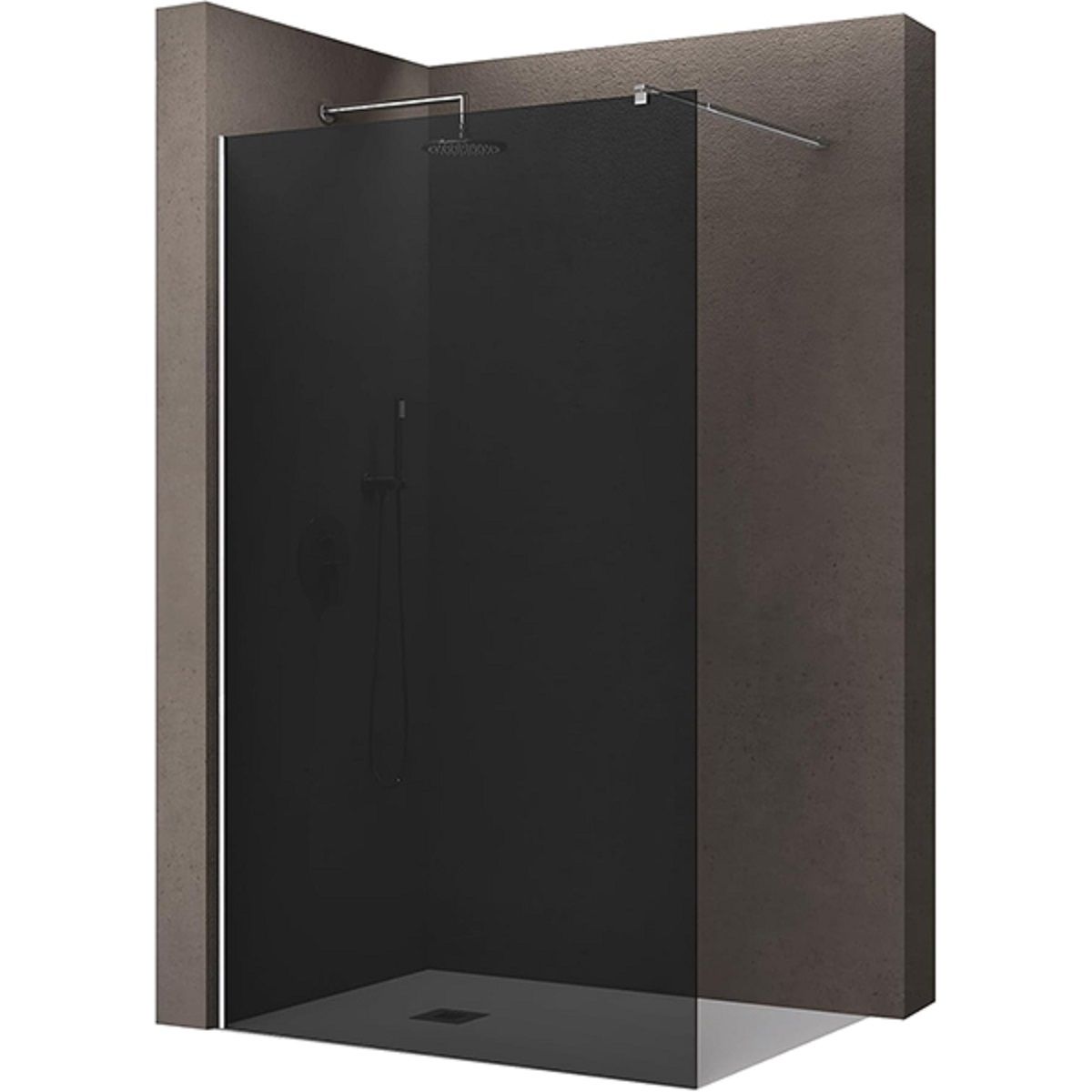 Perete dus Walk-In, sticla securizata finisaj Grafit 10 mm, dimensiuni 100, 120, 140 cm, Lotus Efect, Sicilia