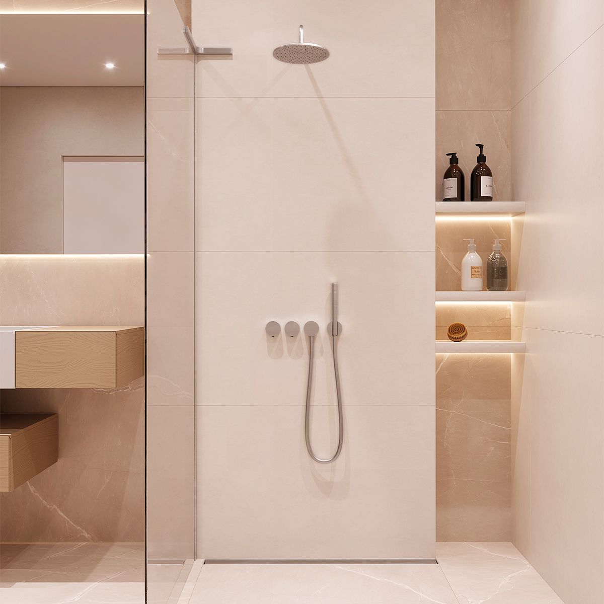 Rigola de dus, montaj langa perete, dimensiune 70-100, otel inoxidabil, Crom