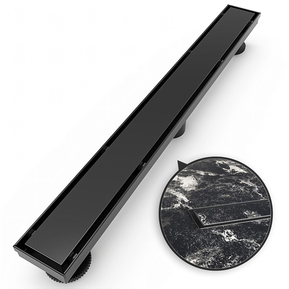 Rigola de dus, Sifon 360°, Negru Mat, otel SS304, dimensiuni: 60 sau 80 cm, Elegro