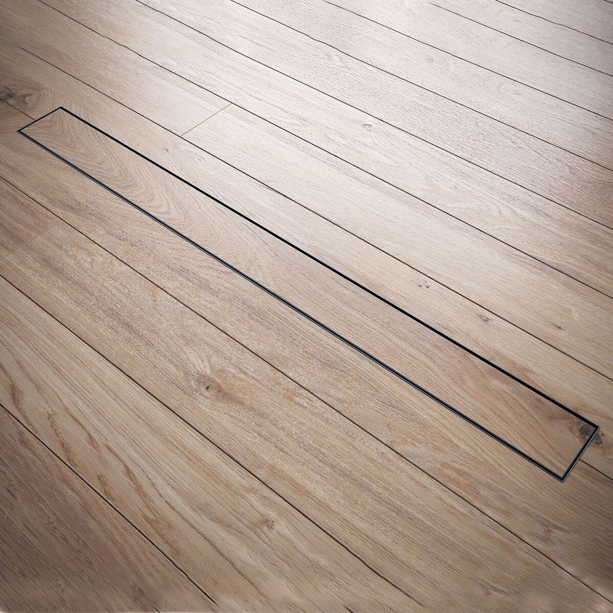 Rigola Dus faiantabila, sifon Smart Pipe, model incorporat sub placa, Premium Low Black, dimensiuni 50-120 cm