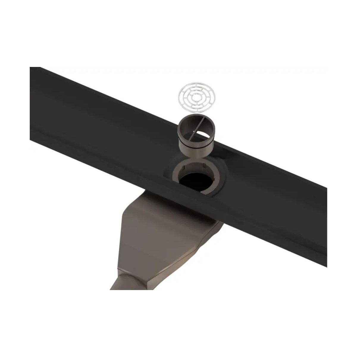 Rigola Dus faiantabila, sifon Smart Pipe, model incorporat sub placa, Premium Low Black, dimensiuni 50-120 cm