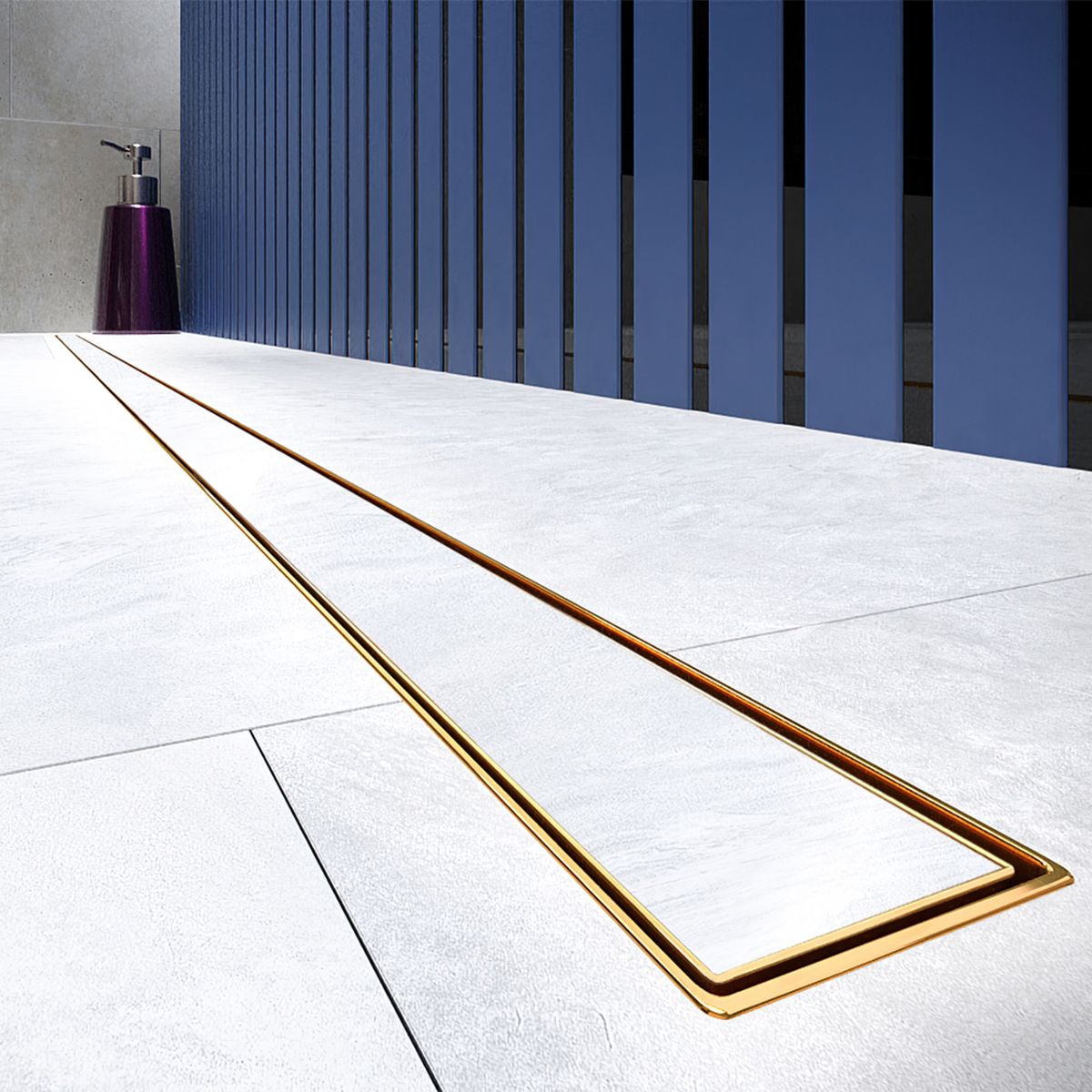 Rigola Dus, faiantabila, sifon Viega, Slim Gold, dimensiuni intre 60-90 cm, latime 3,2 cm, otel inoxidabil