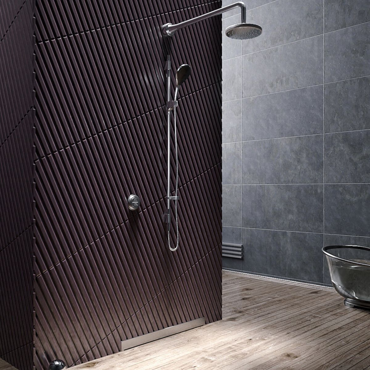 Rigola Dus montaj pe perete, sifon Viega, Crom, dimensiune 60, 80 cm, latime 7.4 cm, otel inoxidabil