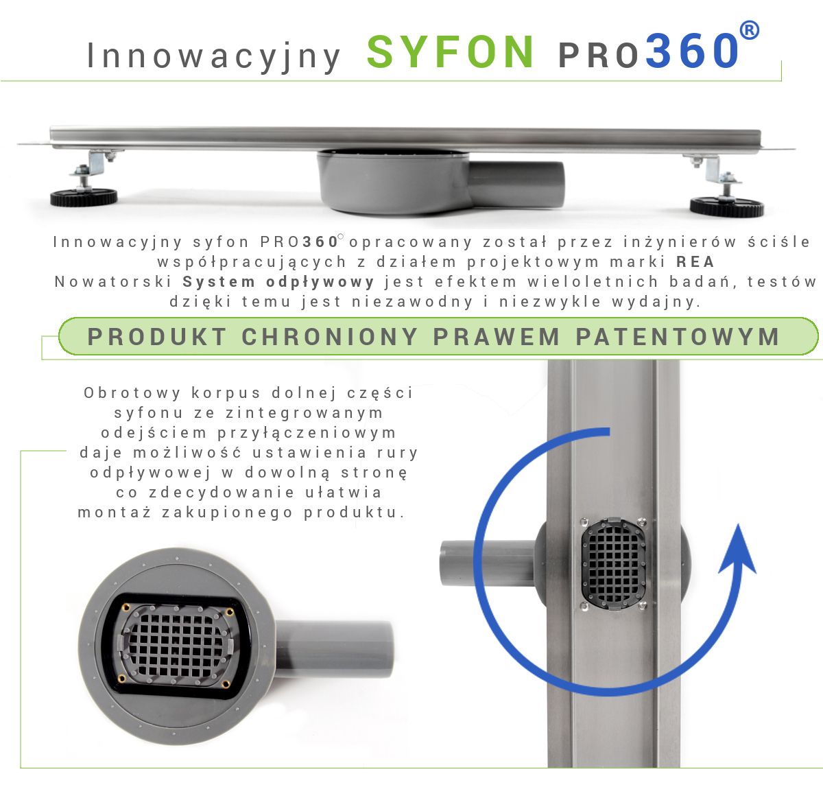 Rigola scurgere dus, EGO-PRO, dimensiuni intre 50-100 cm, 2 fete, inox inoxidabil