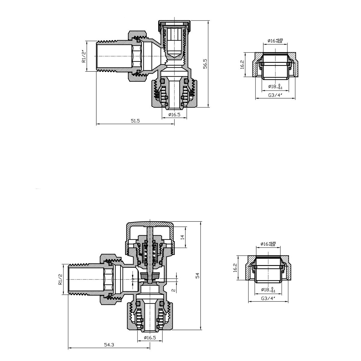 Robinet pentru conexiune laterala,  alama, conexiune 1/2”, Negru